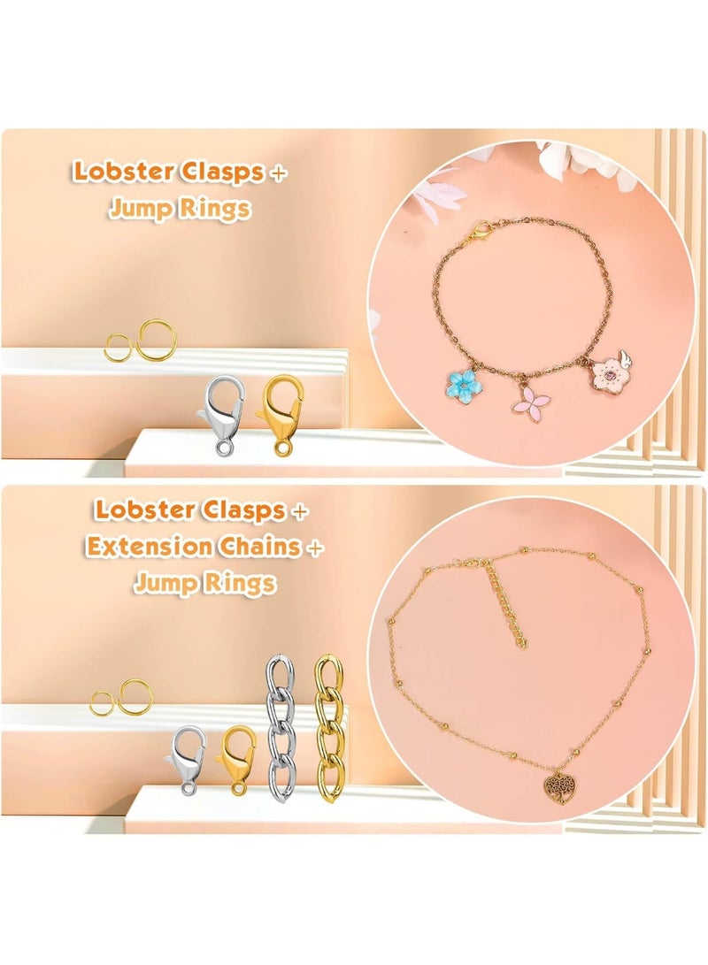 Capstro 990 Pcs Iron Chain & Jewelry Findings Craft Kit – Key Rings, Jump Rings, Lobster Clasps, Extension Chains & Keychain Clips for DIY Jewelry Making - Image 5